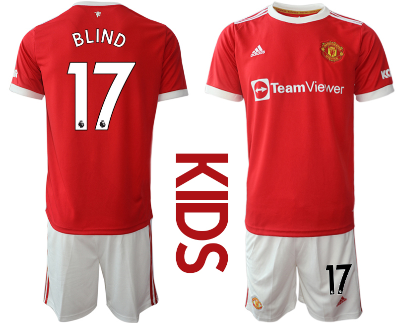 Youth 2021-2022 Club Manchester United home red #17 Soccer Jersey->youth soccer jersey->Youth Jersey